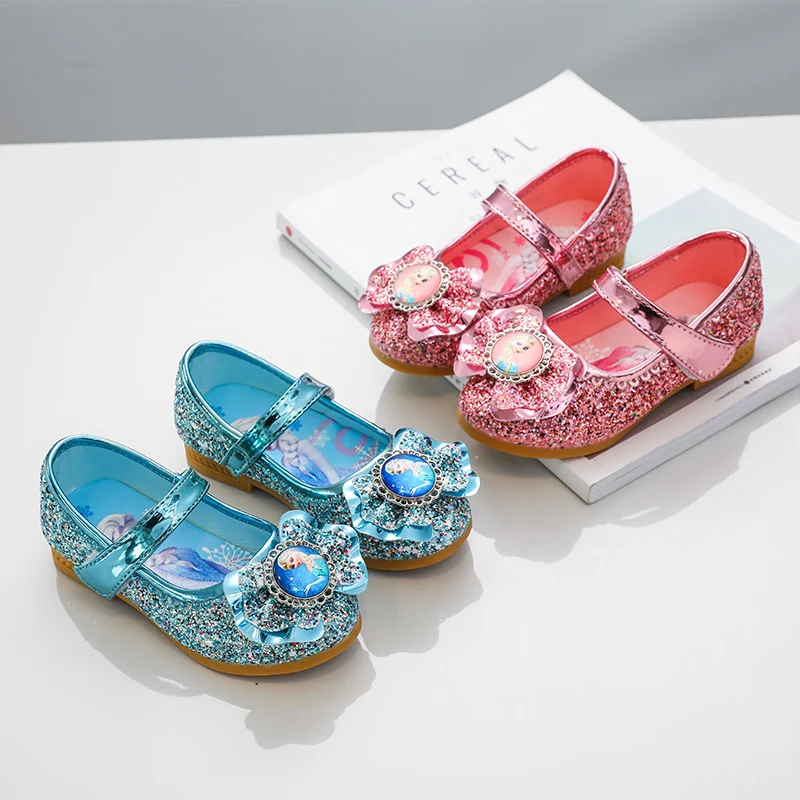 

Disney Frozen Elsa Princess Designer Crystal Flat Shoes Kids Bling Slip on Baby Girls Shoes Child Flats