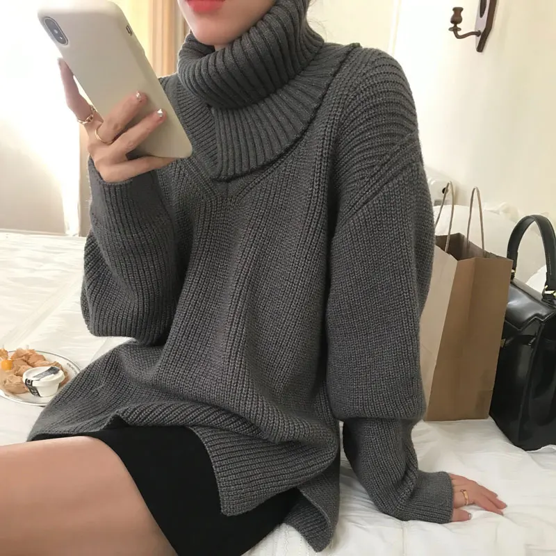 WDMSNA Autumn Winter Vintage Sueter Mujer Korean High Collar Knitted Sweater Women Loose Casual Solid Color Thickened Pullover
WDMSNA Autumn Winter Vintage Sueter Mujer Korean High Collar Knitted Sweater Women Loose Casual Solid Color Thickened Pullover