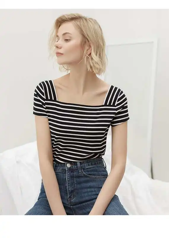 2023 T Shirt Cotton Summer Tshirts Tee Shirts Casual T-Shirts Women t shirt striped GREY
2023 T Shirt Cotton Summer Tshirts Tee Shirts Casual T-Shirts Women t shirt striped GREY