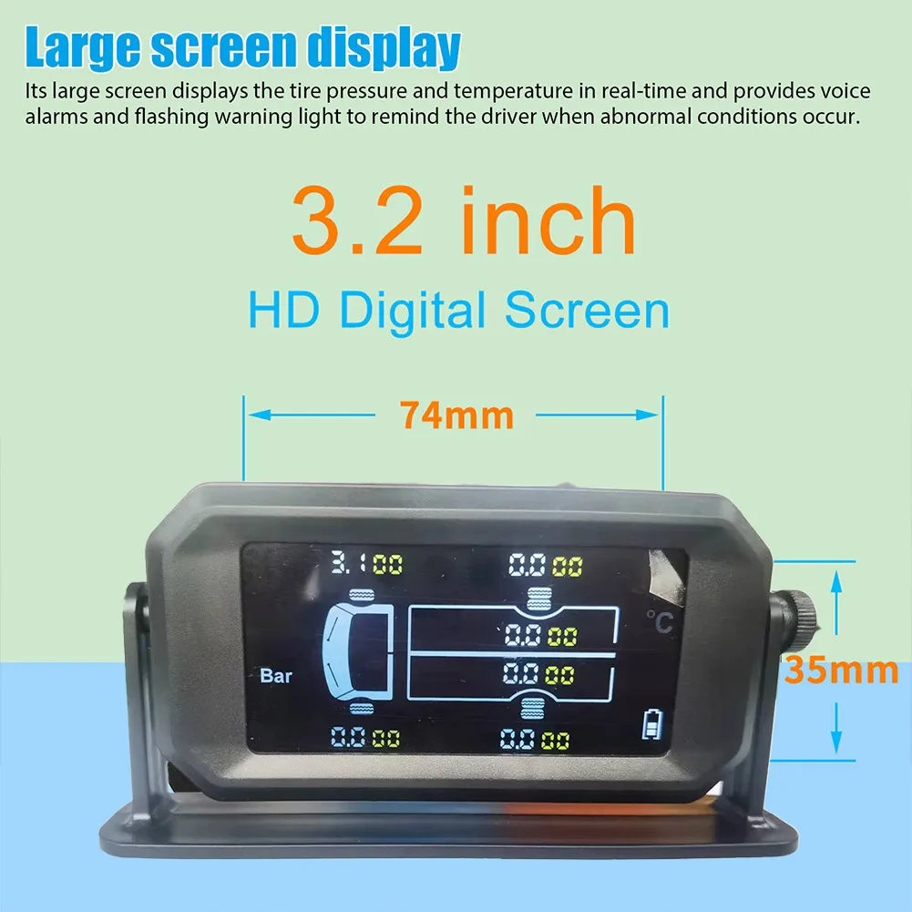 Solar TPMS LCD Car Tire Pressure Wireless Monitoring System + 6 External Sensors Accessories High-quality Tire Pressure Detector
Solar TPMS LCD Car Tire Pressure Wireless Monitoring System + 6 External Sensors Accessories High-quality Tire Pressure Detector