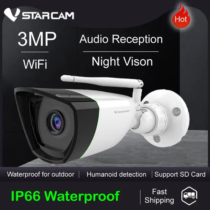 

Уличная цилиндрическая IP-камера Vstarcam CS55, 3 Мп, 1296P, Wi-Fi, камера видеонаблюдения с ИК-датчиком движения, водонепроницаемая IP66 камера видеонаблюдения