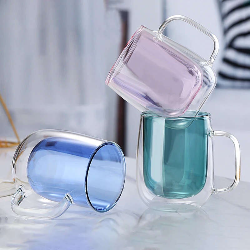Creative Mug 350ml heat-resistant glass double-layer mugs transparent water tea cup office cup with handle milk juice cup
Creative Mug 350ml heat-resistant glass double-layer mugs transparent water tea cup office cup with handle milk juice cup