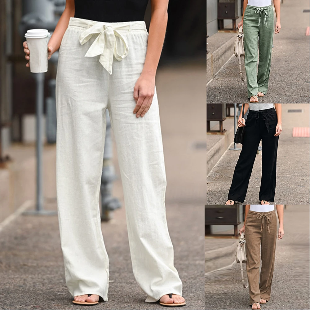 2022 Women's Pants Casual Solid Color Cotton Linen Long Straight Pants Harajuku High Waist with Belt Wide Leg Pants Trousers
2022 Women's Pants Casual Solid Color Cotton Linen Long Straight Pants Harajuku High Waist with Belt Wide Leg Pants Trousers