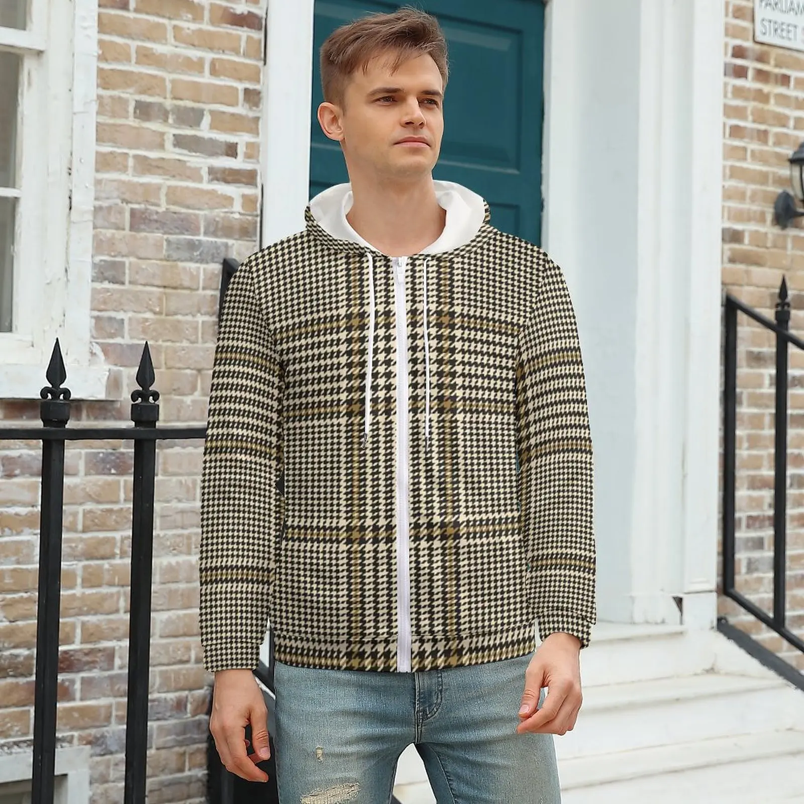 Houndstooth Hoodie Vintage Plaid Print Warm Hoodies Fashion Men Zip Up Hoodie Men Plus Size
Houndstooth Hoodie Vintage Plaid Print Warm Hoodies Fashion Men Zip Up Hoodie Men Plus Size
