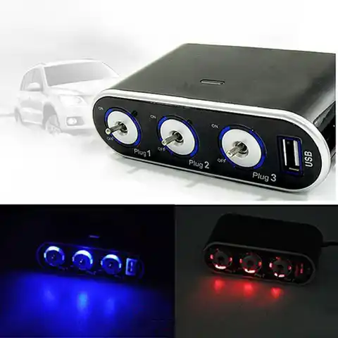 3-сторонний тройной разветвитель для автомобисветильник светильника, зарядное устройство USB светодиодный светильник кой для автомобиля 24 В