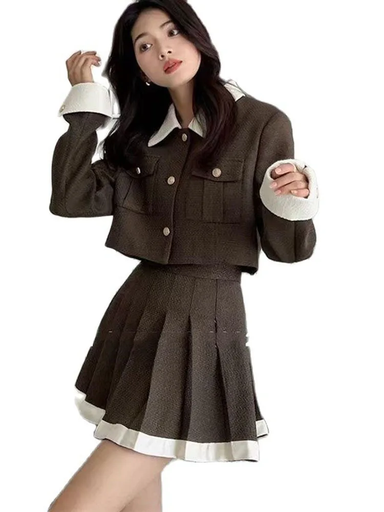 Contrast Color Summer Women 2 Piece Skirt Suit Streetwear College Harajuku A Line Skirt+Short Jacket High Waist Pleated Skirt
Contrast Color Summer Women 2 Piece Skirt Suit Streetwear College Harajuku A Line Skirt+Short Jacket High Waist Pleated Skirt