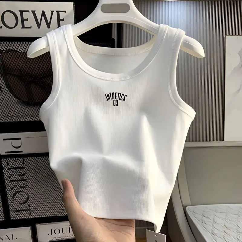 Cotton Tank Tops Sexy Crop Vest Letter Print Harajuku Korean Female Sleeveless T Shirts Strecth White Summer Base Women Tops Y2k 
Cotton Tank Tops Sexy Crop Vest Letter Print Harajuku Korean Female Sleeveless T Shirts Strecth White Summer Base Women Tops Y2k