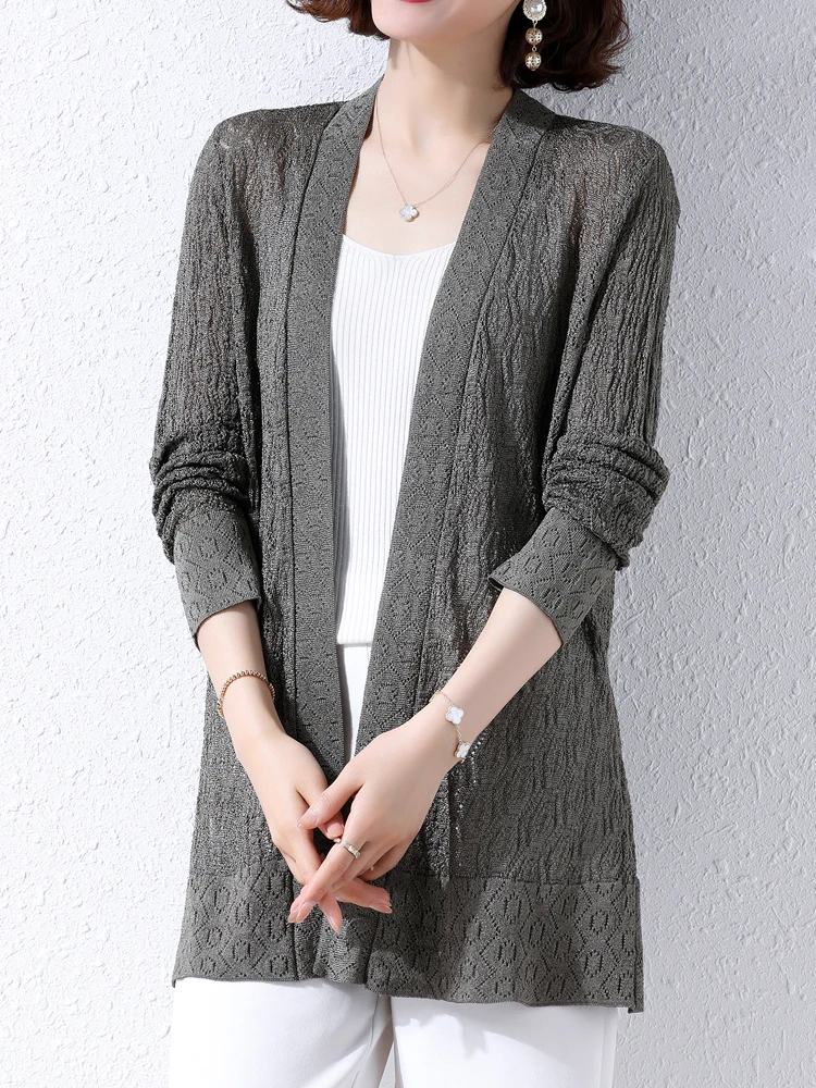 Solid Female Cardigans Sweater Spring Summer Long Sleeve Hollow Knitted Sweaters Women Cardigan
Solid Female Cardigans Sweater Spring Summer Long Sleeve Hollow Knitted Sweaters Women Cardigan