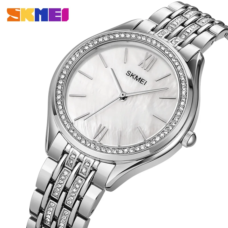 

SKMEI Luxury Zinc alloy Diamond Bracelet Quartz Watches For Women Female Wristwatch Fashion Lady Hour Ladies Clock reloj mujer