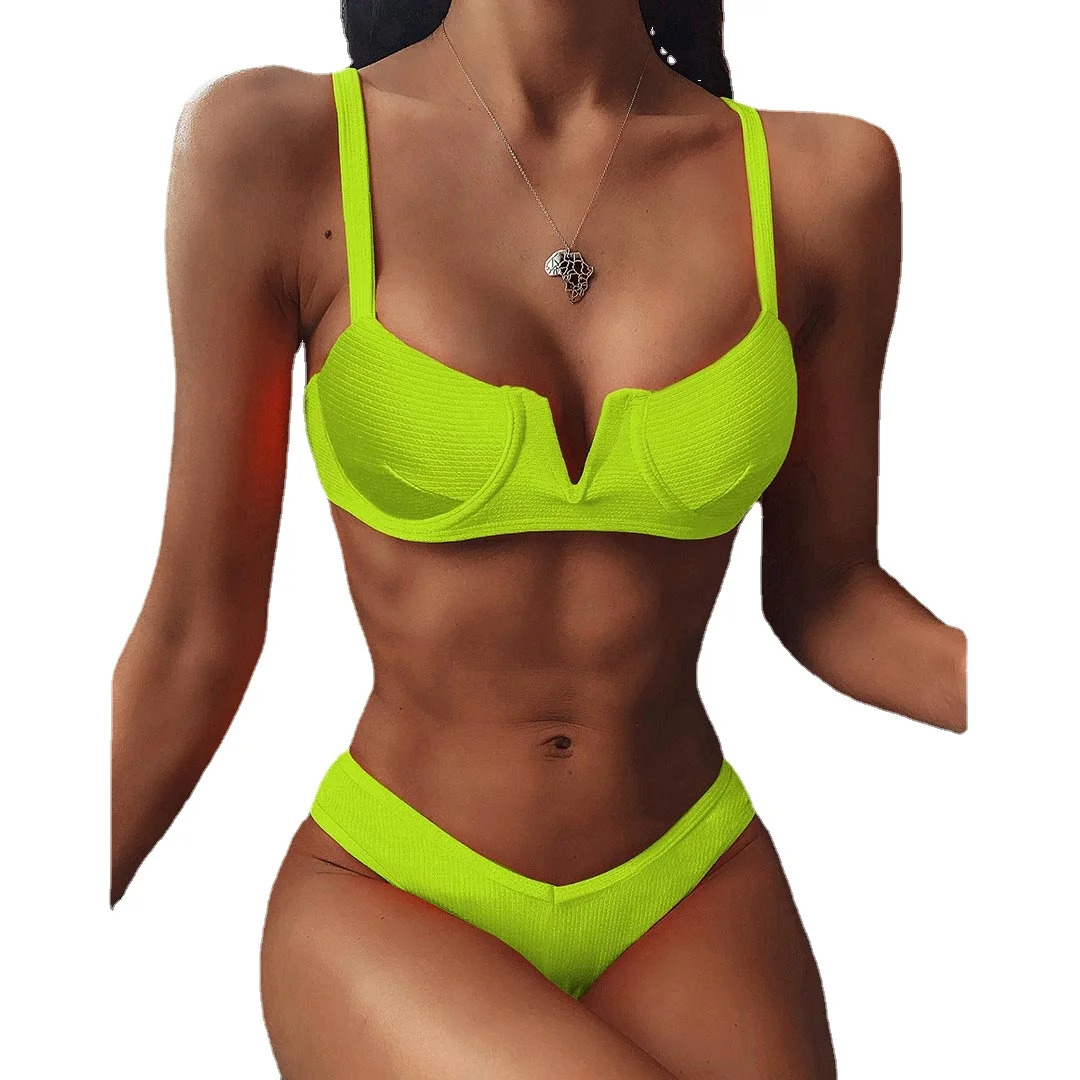 Underwire Bikini Push Up Swimsuit Female Solid Swimwear Women Ribbed Bikini set High Leg Cut Bathing Suit Swim Wear Beachwear
Underwire Bikini Push Up Swimsuit Female Solid Swimwear Women Ribbed Bikini set High Leg Cut Bathing Suit Swim Wear Beachwear