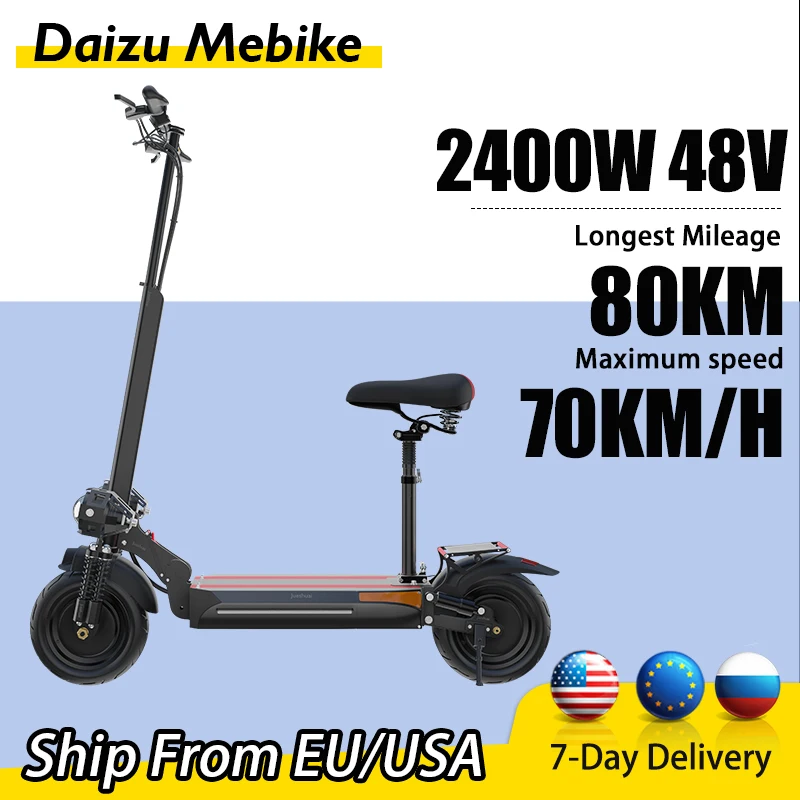 70KM/H Max Speed Powerful Electric Scooter 2400W Dual Motor E Scooter 10" Off Road Tire Scooter Electric Adult Europe USA Stock
70KM/H Max Speed Powerful Electric Scooter 2400W Dual Motor E Scooter 10" Off Road Tire Scooter Electric Adult Europe USA Stock