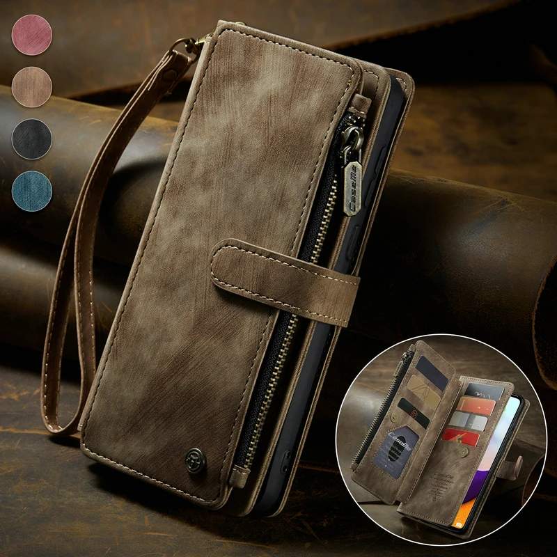 

Leather Magnetic Wallet for Samsung A12 A13 A14 A22 A23 A24 A32 A33 A34 A51 A52 A53 A54 5G S21 FE S22 Plus S23 ultra Phone Case