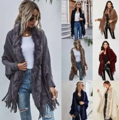 Women Sweater Cardigan 2022 Winter New Fur Collar Shawls and Wrap Cardigan Bohemian Irregular Fringe Batwing Sleeve Ponchos Coat
Women Sweater Cardigan 2022 Winter New Fur Collar Shawls and Wrap Cardigan Bohemian Irregular Fringe Batwing Sleeve Ponchos Coat