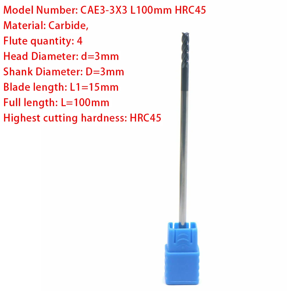 CNC Milling Cutter End Mill 4-flute Milling Cutter Alloy Steel Carbide End Mill Die Steel End Mill Extra Long Shank
CNC Milling Cutter End Mill 4-flute Milling Cutter Alloy Steel Carbide End Mill Die Steel End Mill Extra Long Shank