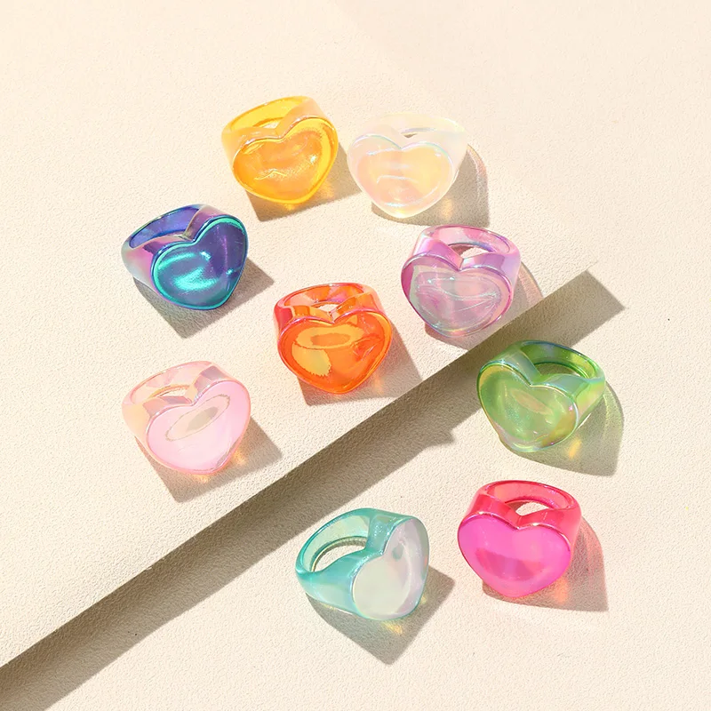 Trendy Candy Colorful Heart Ring Set for Women Cute Large Colored Acrylic Finger Ring for Girls Party Romantic Hand Jewelry
Trendy Candy Colorful Heart Ring Set for Women Cute Large Colored Acrylic Finger Ring for Girls Party Romantic Hand Jewelry