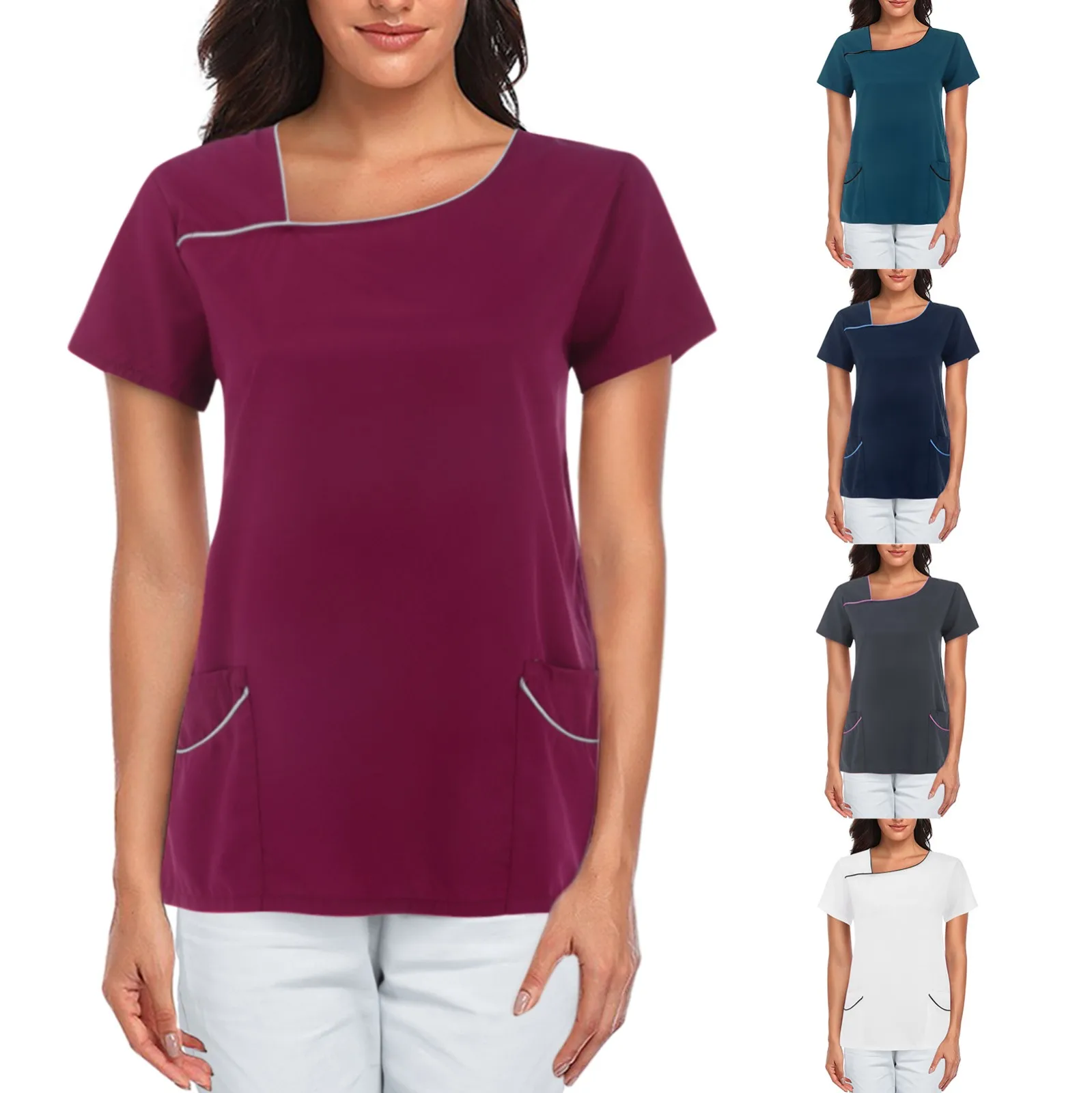 Nurse Uniform Women Solid Color Scrubs Tops Uniforms Short Sleeve Pockets Medical Nurses Uniformes Blouse Nursing Clothes Shirts
Nurse Uniform Women Solid Color Scrubs Tops Uniforms Short Sleeve Pockets Medical Nurses Uniformes Blouse Nursing Clothes Shirts