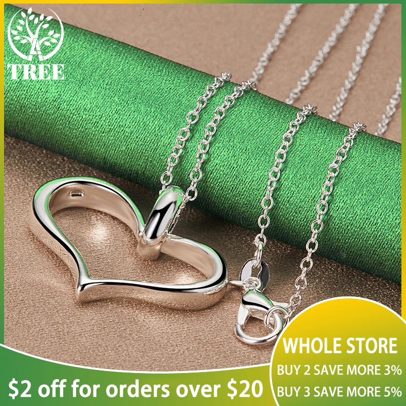 Цепочка женская из серебра 925 пробы с подвеской в виде большого сердца, 16-30 дюймов
Цепочка женская из серебра 925 пробы с подвеской в виде большого сердца, 16-30 дюймов