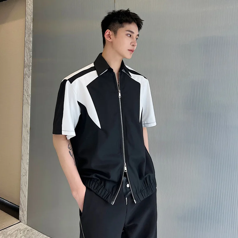SYUHGFA Men's Contrast Color Double Zipper Short Sleeve Lapel Shirts Summer Trend Fashion Personality Korean Style Male New
SYUHGFA Men's Contrast Color Double Zipper Short Sleeve Lapel Shirts Summer Trend Fashion Personality Korean Style Male New
