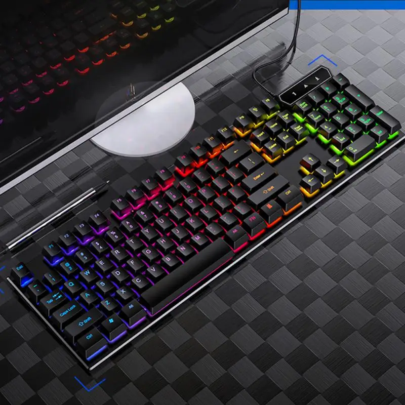 Mechanical Feel Gaming Keyboard Wired Usb PC Backlit Gamer 104 Keys Keycaps Rainbow Keyboard Backlight For Computer Accessories
Mechanical Feel Gaming Keyboard Wired Usb PC Backlit Gamer 104 Keys Keycaps Rainbow Keyboard Backlight For Computer Accessories