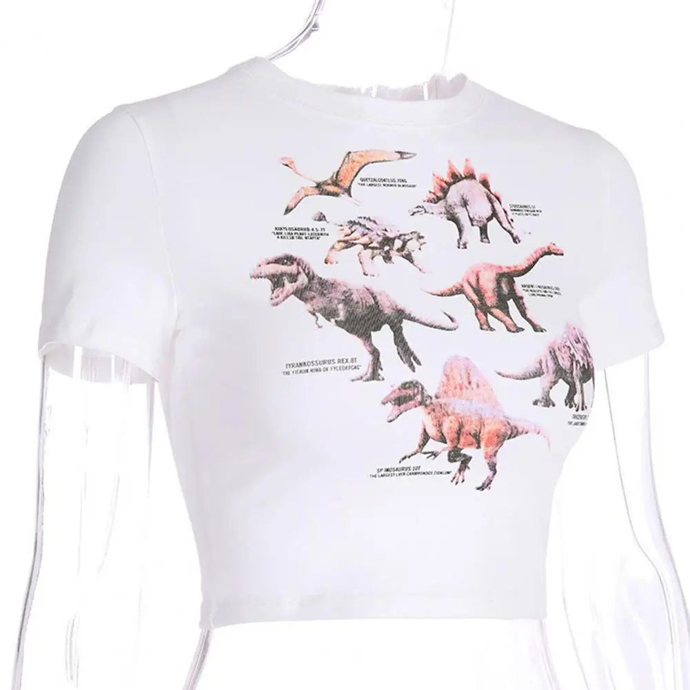 Charming Summer Vivid Dinosaur Pattern Exposed Navel T-shirt Shrink Resistant Pullover T-shirt O-Neck Club Wear
Charming Summer Vivid Dinosaur Pattern Exposed Navel T-shirt Shrink Resistant Pullover T-shirt O-Neck Club Wear