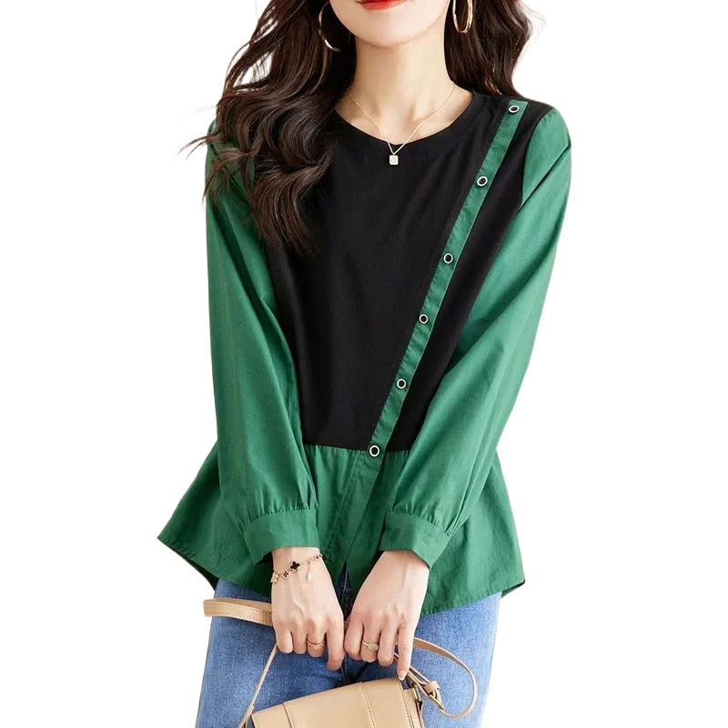 Simplicity Elegant Pullovers Patchwork Irregular T-Shirts Long Sleeve O-neck Fashion Loose Casual Autumn Thin Women Clothing
Simplicity Elegant Pullovers Patchwork Irregular T-Shirts Long Sleeve O-neck Fashion Loose Casual Autumn Thin Women Clothing