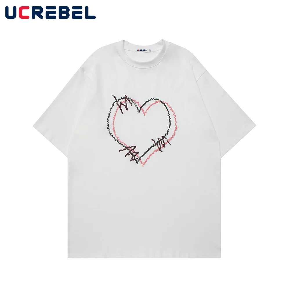 Heart Embroidery Short Sleeve T-shirt Mens Summer Streetwear Crew Neck Half-Sleeve Casual Loose Cotton Tee Men
Heart Embroidery Short Sleeve T-shirt Mens Summer Streetwear Crew Neck Half-Sleeve Casual Loose Cotton Tee Men