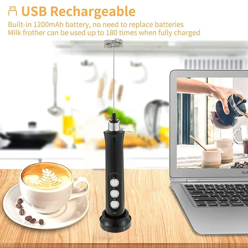 In 1 Milk Frother Handheld Foam Maker Egg Mixer, Usb Rechargeable Milk Frother with 3 Heads, Mixer for Coffee / Lattes / Cappu
In 1 Milk Frother Handheld Foam Maker Egg Mixer, Usb Rechargeable Milk Frother with 3 Heads, Mixer for Coffee / Lattes / Cappu