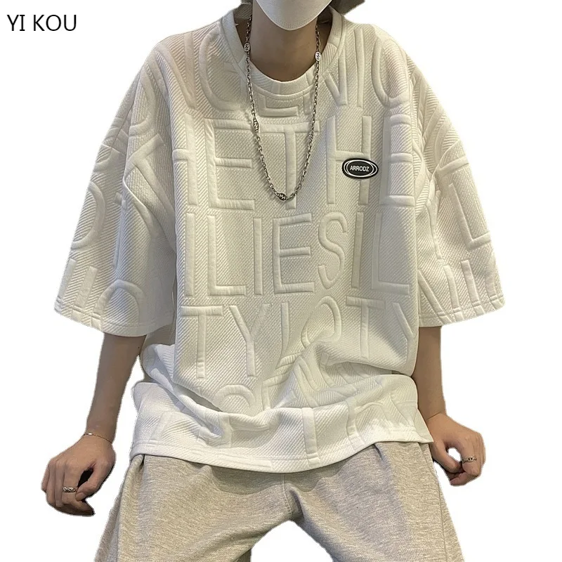Letter Short-sleeved Men's Niche Design Sense Summer Loose All-match T-shirt Clothes Thin Section Trend Half Sleeves
Letter Short-sleeved Men's Niche Design Sense Summer Loose All-match T-shirt Clothes Thin Section Trend Half Sleeves