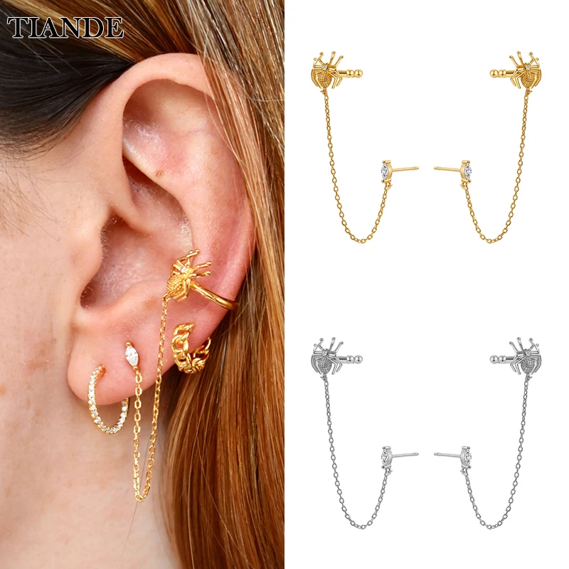 TIANDE Gold Plated Spider Clip Earrings for Women Trend CZ Zircon Tassel Chain Stud Earrings 2022 Fashion Jewelry Wholesale
TIANDE Gold Plated Spider Clip Earrings for Women Trend CZ Zircon Tassel Chain Stud Earrings 2022 Fashion Jewelry Wholesale