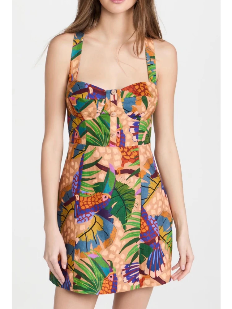 BBWM Vintage Women Parrot Mini Sheath Print Dress 2022 Spring New Fashion Elegant Female Animals Sleeveless Dresses Slim Chic
BBWM Vintage Women Parrot Mini Sheath Print Dress 2022 Spring New Fashion Elegant Female Animals Sleeveless Dresses Slim Chic