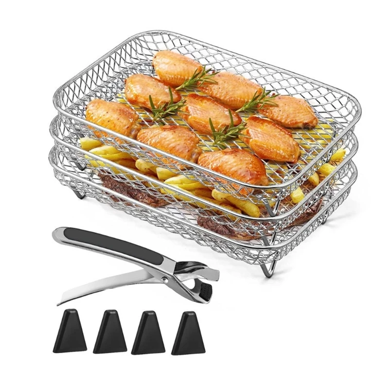 HE5H Stainless Steel Air Fryer Rack Versatile Grilling Holder 3 Layer Stand Outdoor
HE5H Stainless Steel Air Fryer Rack Versatile Grilling Holder 3 Layer Stand Outdoor