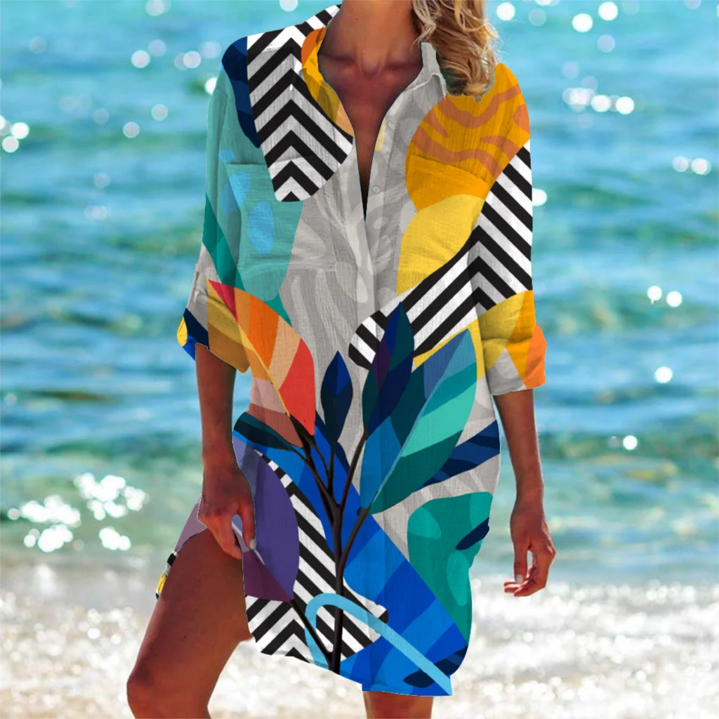 Classic Women's commuter 3D printed sexy V-neck Bohemian women's frilled pocket hidden button party shirt summer beach skirt
Classic Women's commuter 3D printed sexy V-neck Bohemian women's frilled pocket hidden button party shirt summer beach skirt