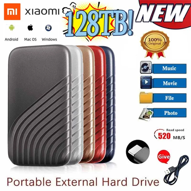 Xiaomi Portable SSD Original High-speed 500GB SSD 128TB External Hard Drive Mass Storage USB 3.0 Interface for Laptops Computer
Xiaomi Portable SSD Original High-speed 500GB SSD 128TB External Hard Drive Mass Storage USB 3.0 Interface for Laptops Computer