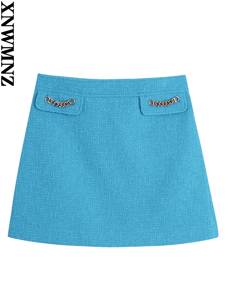 XNWMNZ 2022 Women Fashion With Chains Tweed Mini Skirt Vintage High Waist Side Zipper Female Skirts Mujer
XNWMNZ 2022 Women Fashion With Chains Tweed Mini Skirt Vintage High Waist Side Zipper Female Skirts Mujer