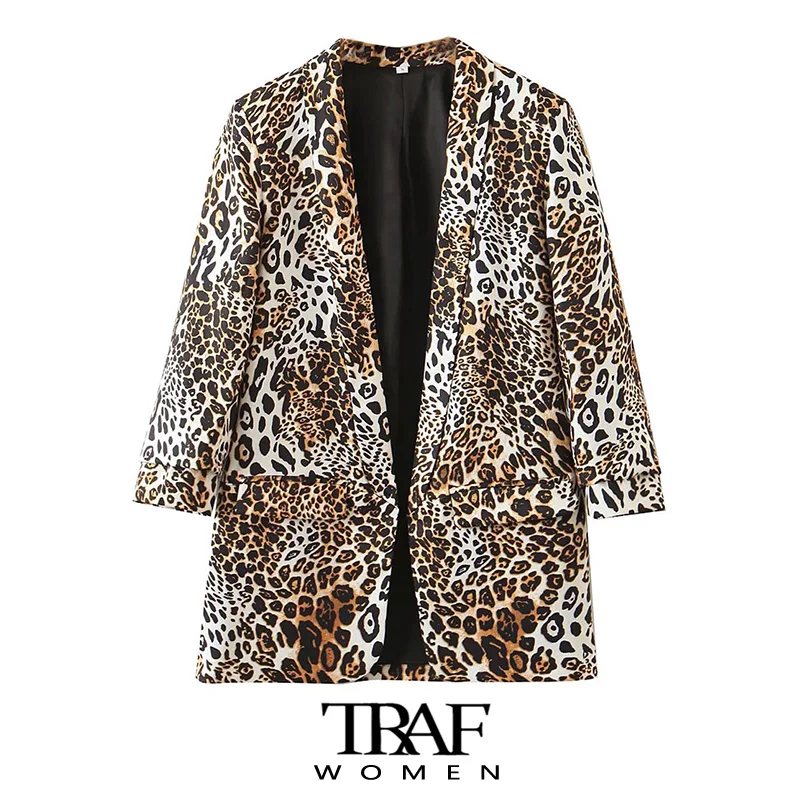 TRAF Women Fashion Leopard Print Open Blazer Coat Vintage Long Sleeve Flap Pockets Female Outerwear Chic Veste Femme
TRAF Women Fashion Leopard Print Open Blazer Coat Vintage Long Sleeve Flap Pockets Female Outerwear Chic Veste Femme