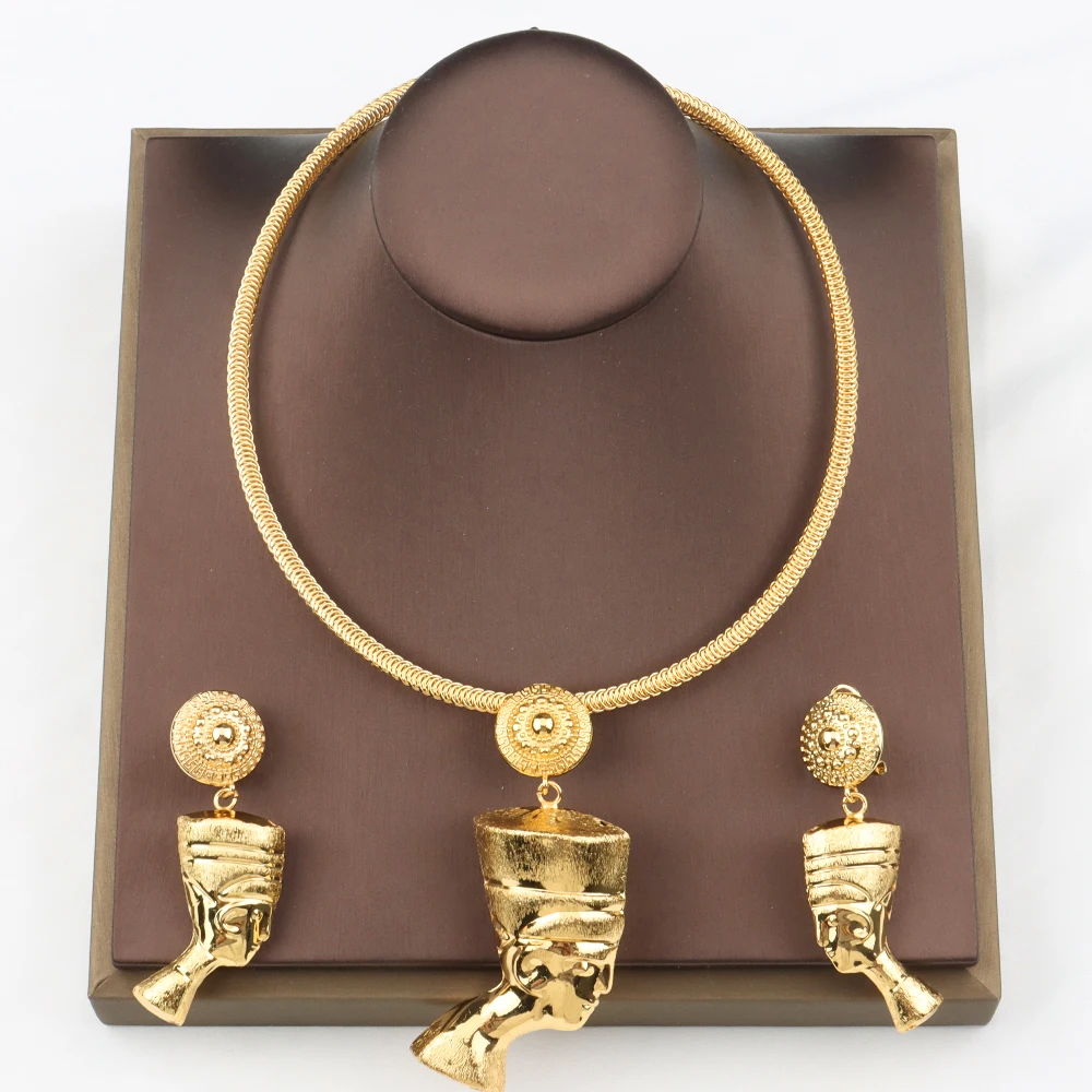 African Gold Color Jewelry Sets For Women Retro Pendant Necklace Hook Earrings Jewelry Set for Brazilian Weddings Gift
African Gold Color Jewelry Sets For Women Retro Pendant Necklace Hook Earrings Jewelry Set for Brazilian Weddings Gift