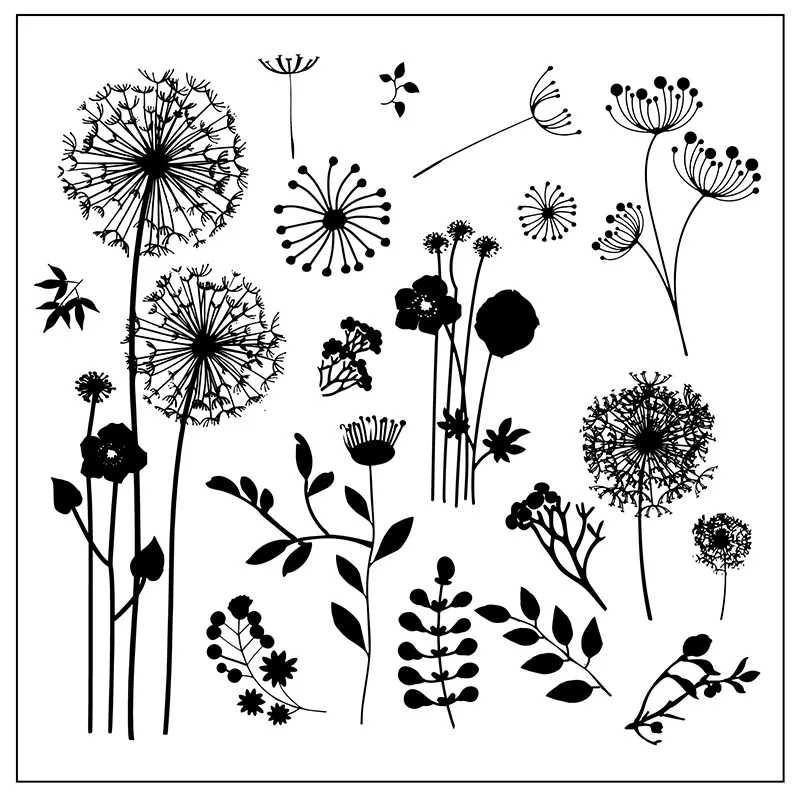 

Dandelion Flowers and Plant Transparent Clear Stamps Silicone Seals Roller Stamp DIY Scrapbooking Photo Album Card Making