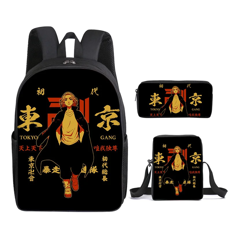 

New Tokyo Avengers Anime Peripheral Tokyo Revengers School Bag Three-piece Set Shoulder Bag Backpack Pencil Bag Backpack