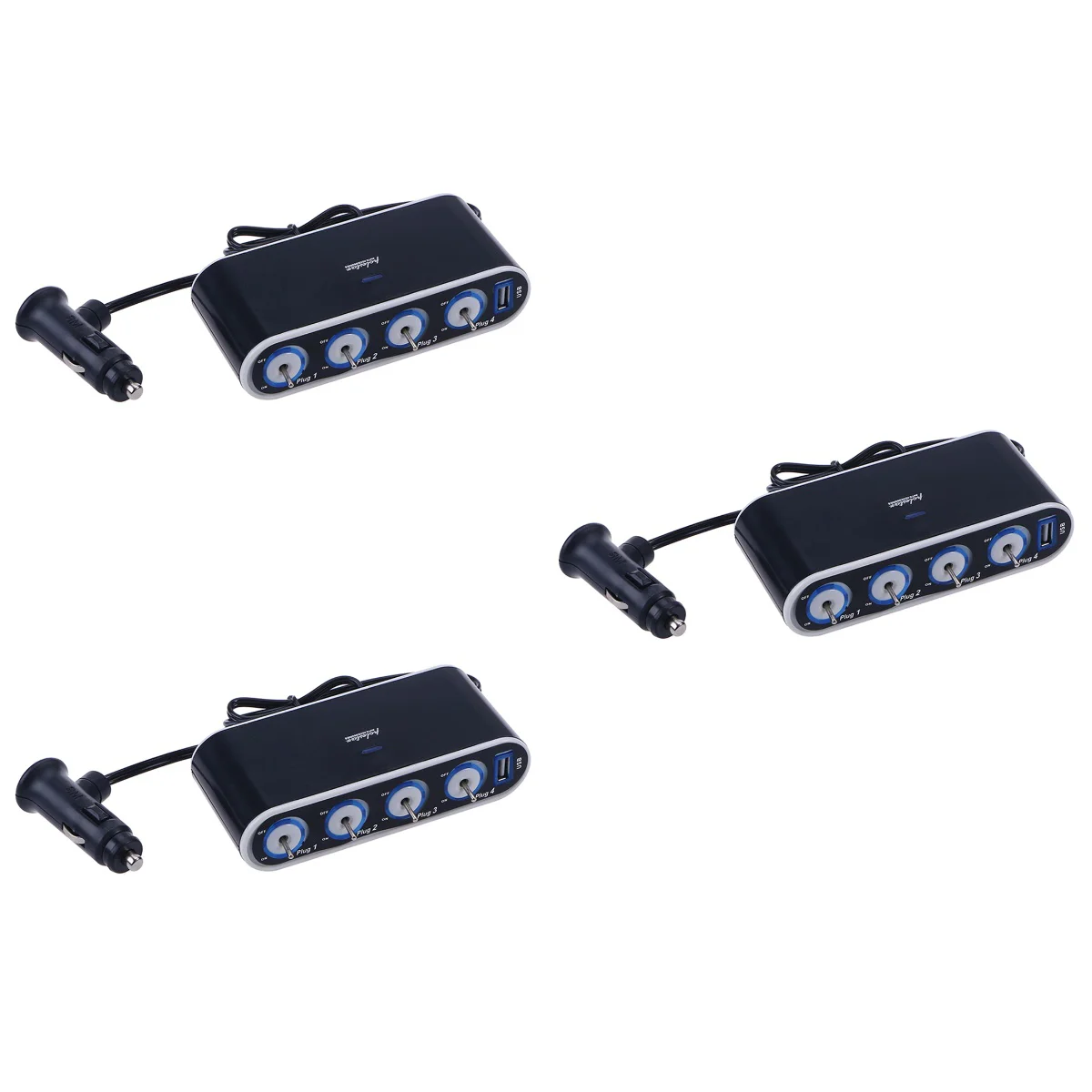 3pcs Portable 4-Way DC Car Lighter Socket Splitter Adapter with USB Port /LED Light Control (Black)
3pcs Portable 4-Way DC Car Lighter Socket Splitter Adapter with USB Port /LED Light Control (Black)