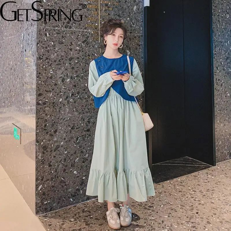 GetSpring, женское платье-жилет, элегантный синий короткий жилет с длинным рукавом, ТРАПЕЦИЕВИДНОЕ ПЛАТЬЕ, комплект из двух предметов, мода 2022
GetSpring, женское платье-жилет, элегантный синий короткий жилет с длинным рукавом, ТРАПЕЦИЕВИДНОЕ ПЛАТЬЕ, комплект из двух предметов, мода 2022