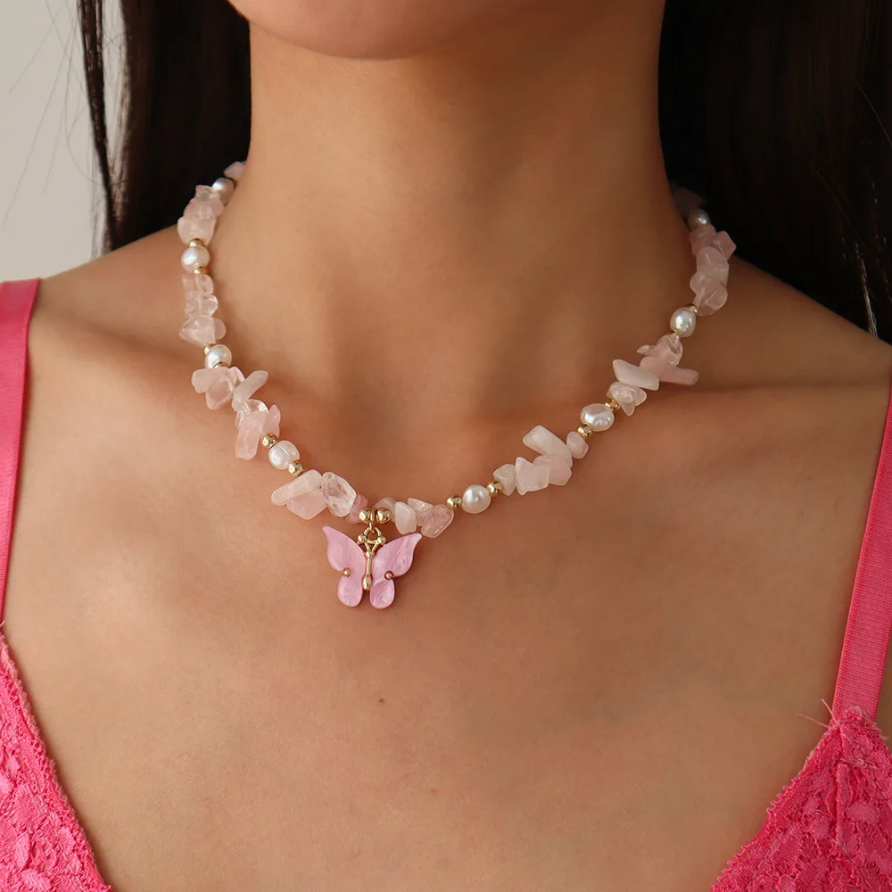Cute Acrylic Butterfly New Trendy Korean Choker Necklace Simple Women Green Pink Natural Stone Handmade Boho Clavicle Necklace
Cute Acrylic Butterfly New Trendy Korean Choker Necklace Simple Women Green Pink Natural Stone Handmade Boho Clavicle Necklace