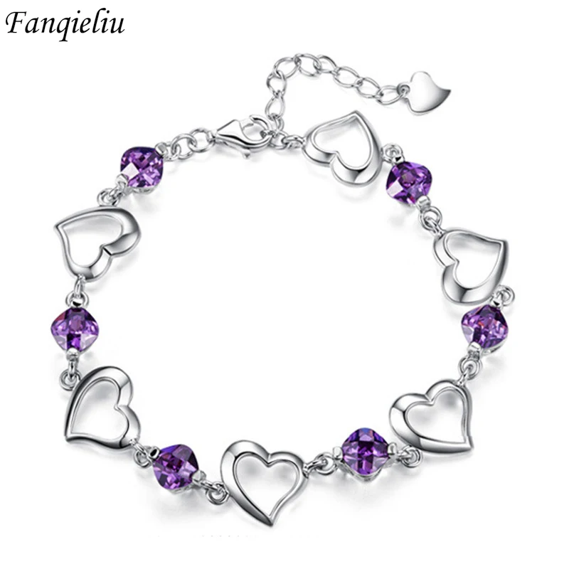 Fanqieliu S925 Stamp Jewelry Charm Bracelet For Women Luxury Purple Crystal Heart Link Chain Bangles Girl Gift New FQL20156
Fanqieliu S925 Stamp Jewelry Charm Bracelet For Women Luxury Purple Crystal Heart Link Chain Bangles Girl Gift New FQL20156