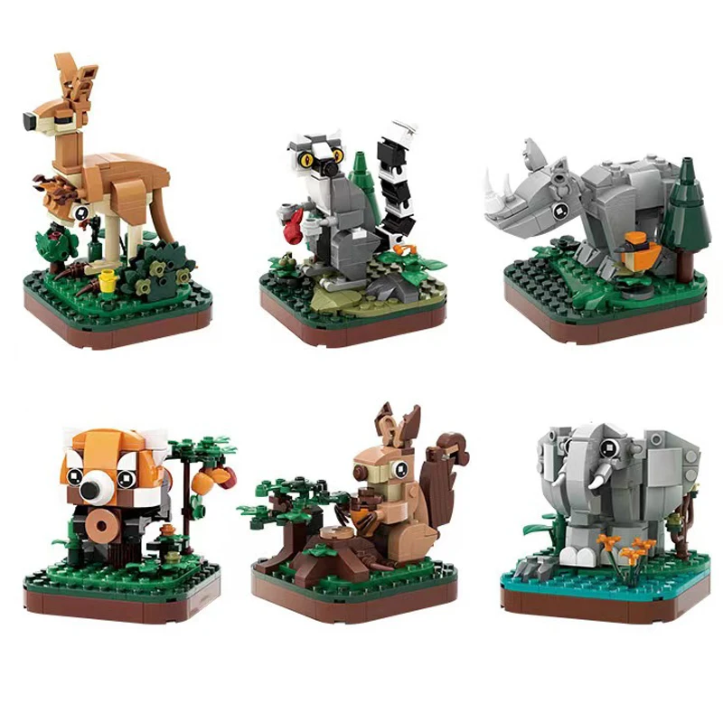 6Pcs/Set Terrestrial Animals Building Blocks Kangaroo Red panda Rhinoceros Squirrel Elephant Bricks Children Educational Toys
6Pcs/Set Terrestrial Animals Building Blocks Kangaroo Red panda Rhinoceros Squirrel Elephant Bricks Children Educational Toys
