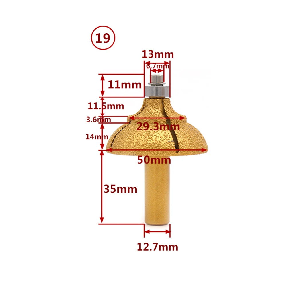 Diamond Router Bits With 1/2" Shank Vacuum Brazed For Stone Router Cutter Granite Marble Profiling Cutting Edge Engraving Tools
Diamond Router Bits With 1/2" Shank Vacuum Brazed For Stone Router Cutter Granite Marble Profiling Cutting Edge Engraving Tools