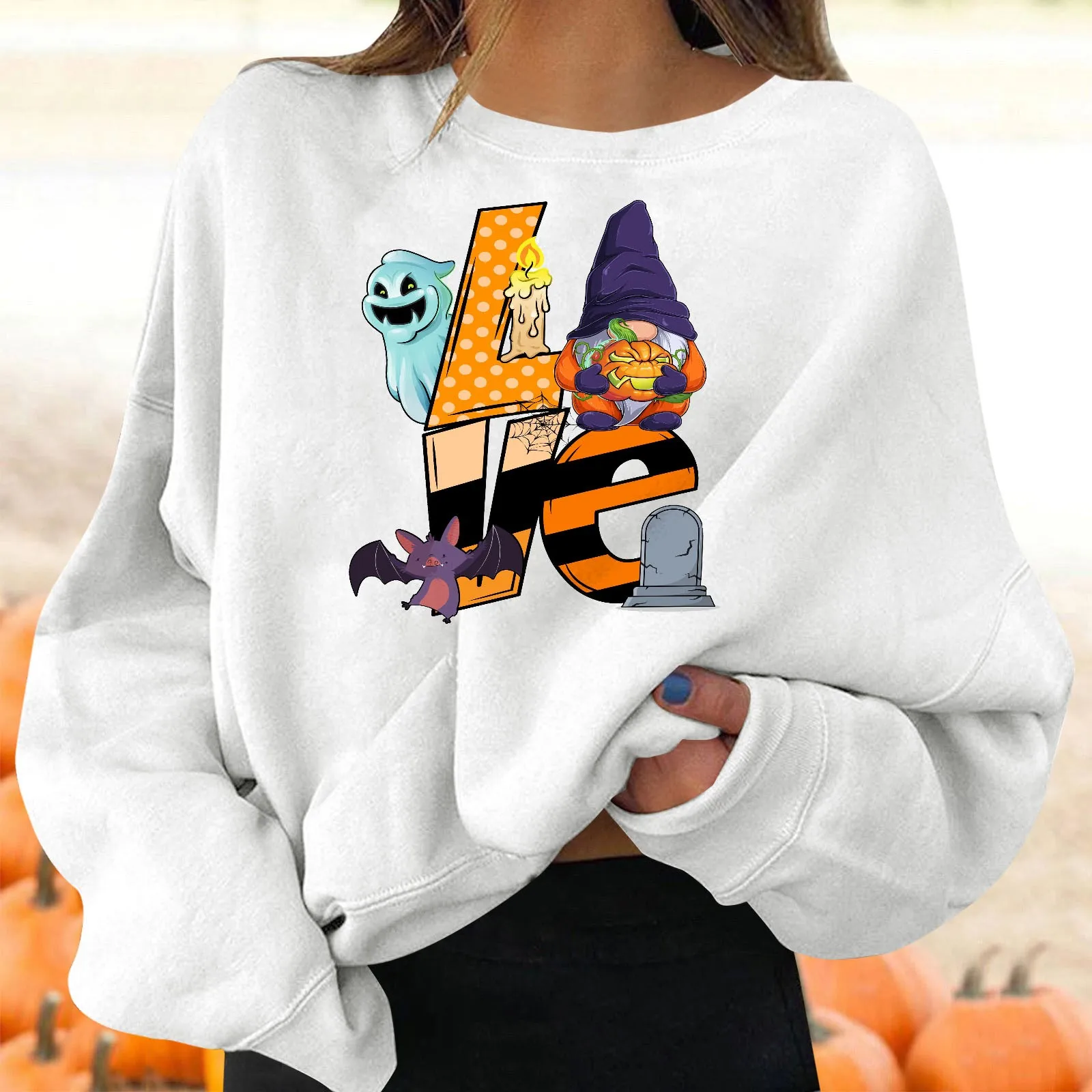Women's Halloween Pullovers Fun Graphic Print Round Neck Long Sleeve Sweatshirt Tops Quarter Zip Women
Women's Halloween Pullovers Fun Graphic Print Round Neck Long Sleeve Sweatshirt Tops Quarter Zip Women