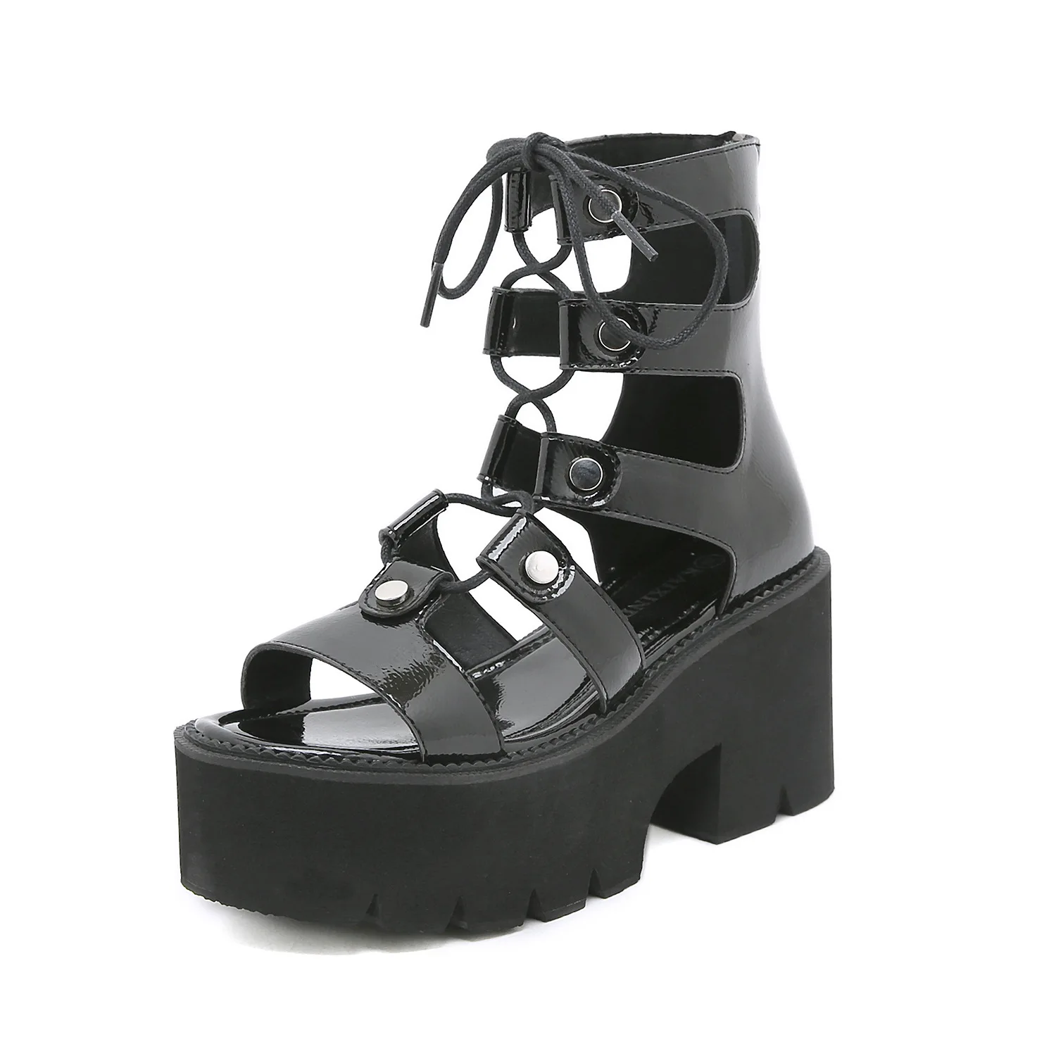 

2022 Sandals Rome Gladiator Slingbacks Peep Toe Women Shoes Gothic High Heels Ladies leather gladiator sandals