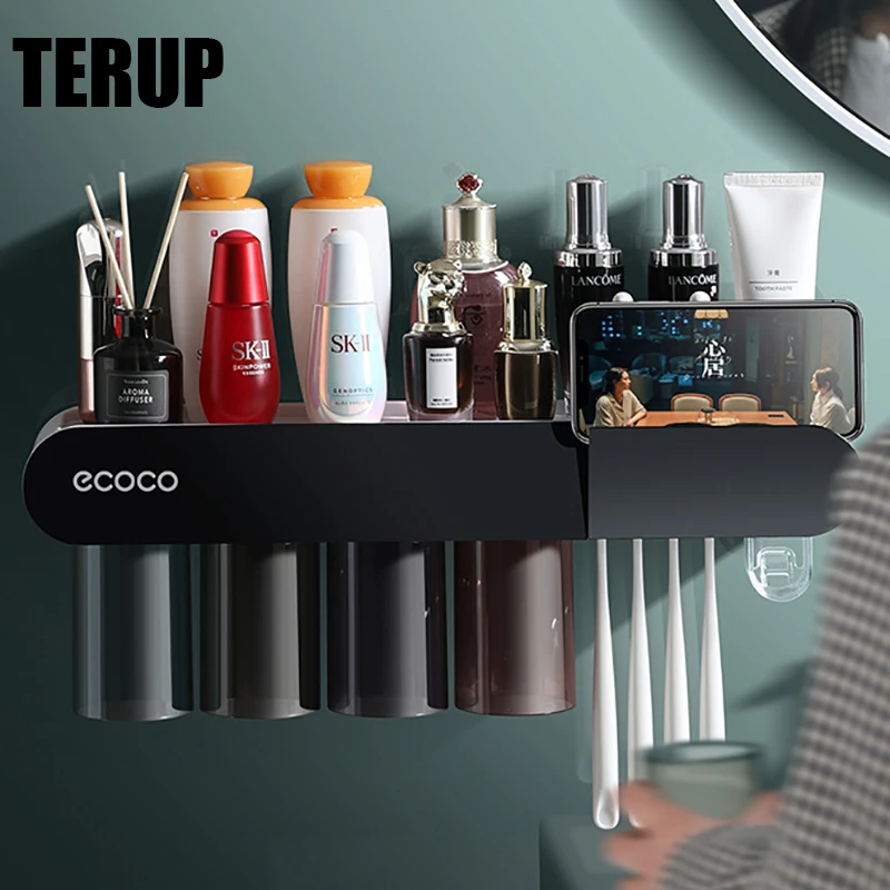 TERUP Toothbrush Holder Home Wall-mouned Toothbrush Holder Automatic Toothpaste Squeezer Storage Rack Bathroom Accessories Sets
TERUP Toothbrush Holder Home Wall-mouned Toothbrush Holder Automatic Toothpaste Squeezer Storage Rack Bathroom Accessories Sets