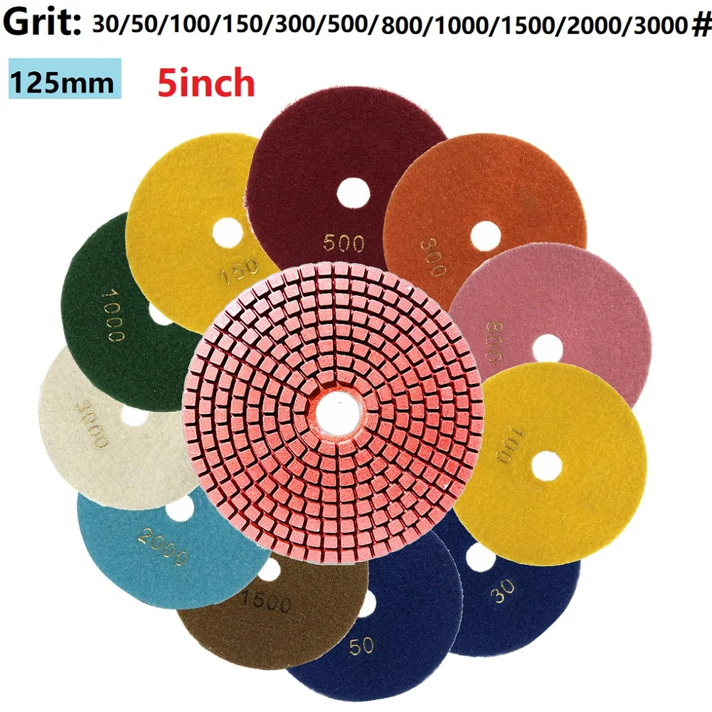 5" Wet/Dry Diamond Polishing Pad Flexible Grinding Discs For Granite Marble Stone Concrete Floor Angle Grinder Abrasive Tool
5" Wet/Dry Diamond Polishing Pad Flexible Grinding Discs For Granite Marble Stone Concrete Floor Angle Grinder Abrasive Tool
