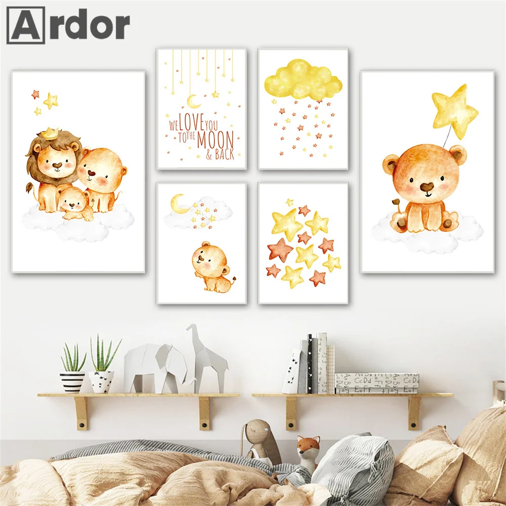 Nordic Lion Bear Animal Poster Gold Star Cloud Wall Art Print Quotes Canvas Painting Abstract Pictures Baby Kids Room Home Decor
Nordic Lion Bear Animal Poster Gold Star Cloud Wall Art Print Quotes Canvas Painting Abstract Pictures Baby Kids Room Home Decor