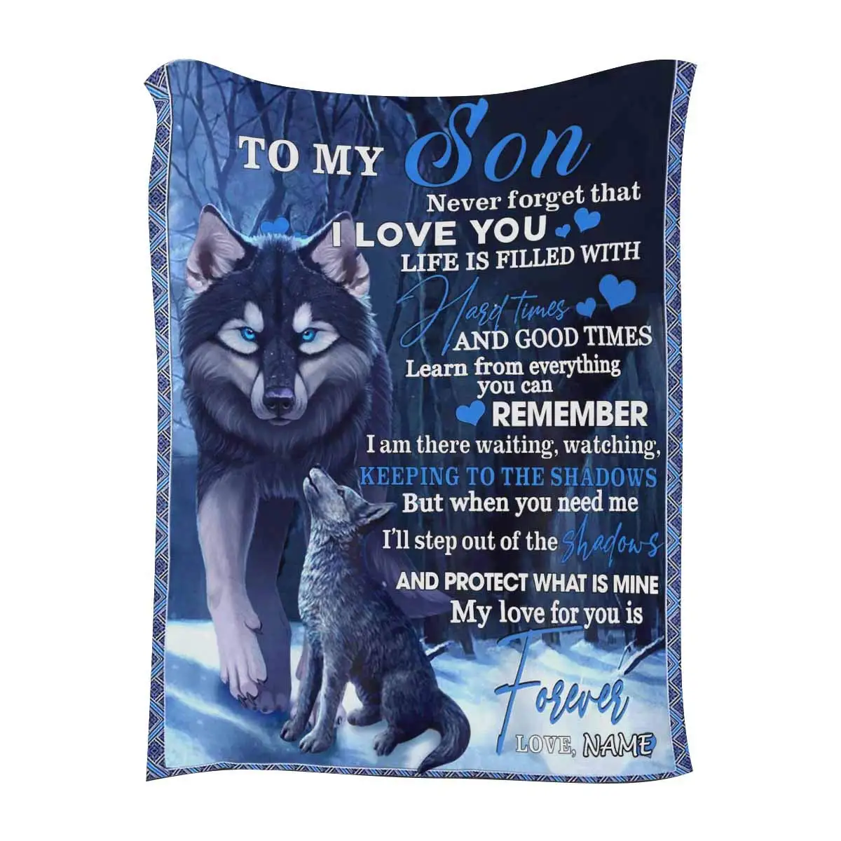 When you need me, I will step out of the shadows and protect your parents. Customize your flannel blanket with my son's name.
When you need me, I will step out of the shadows and protect your parents. Customize your flannel blanket with my son's name.